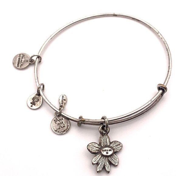 Alex and Ani Sacred Garden Apple Blossom Charm Bracelet Silver 2"-3.5" - Picture 2 of 2